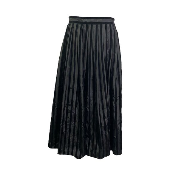 Vintage Farinae Black Striped Velvet Maxi Skirt Size 10 - Picture 1 of 13